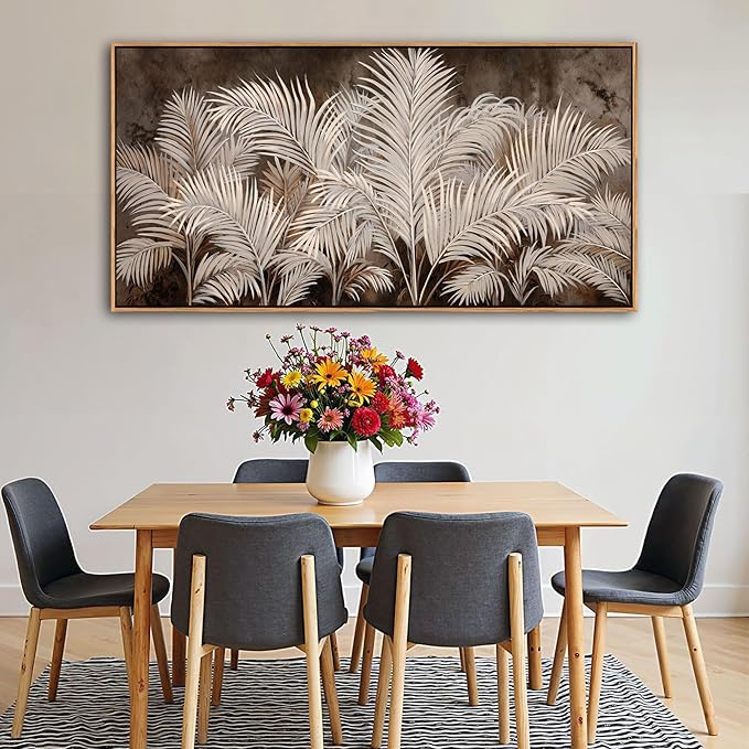 Boho Wall Art in Modern Brown, Minimalist Canvas Artwork for Living Room,Framed Large Wall Art for Bedroom Wall Decor - Textured Decorative Neutral Wall Pictures 24×48IN