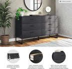 Signature Design by Ashley Socalle Modern 6-Drawer Dresser with Safety Stop, Black