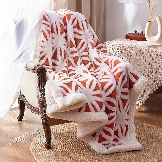 LOMAO Sherpa Fleece Blanket Fuzzy Soft Throw Blanket Dual Sided Blanket for Couch Sofa Bed (Coral, 60''x80'')