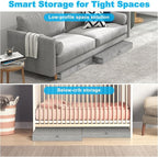 Under Bed Storage Container Bins 2 Pack, 4.5 Inch Slim Low Profile Underbed Clothes Storage Organizer for Dorm & Home, Use for Blanket and Toy Storage Box W/ Sturdy Bottom/Sides, Foldable Thick Fabric