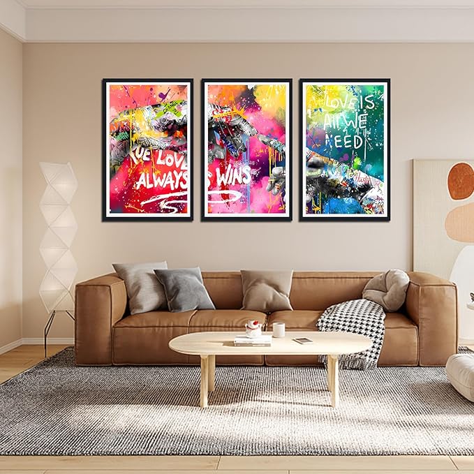 Novatique Banksy Canvas Wall Art Graffiti Pictures Wall Decor Hand Of God Pop Art Abstract Painting Street Art Pictures for Bedroom Living Room,24" x 36" x 3pcs