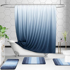 OLANLY Bathroom Rug Set 2 Piece, Soft Absorbent Microfiber Bath Rug Set, Non-Slip, Machine Wash Dry, Plush Shaggy Bath Mats for Bathroom (30"x20"+24"x16", Navy)
