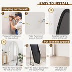 Antok Full Length Mirror, 68"x26" Floor Mirror with Stand, Standing Hanging Leaning Irregular Mirrors for Bedroom Living Room Entryway, Wavy Shaped, Silvery