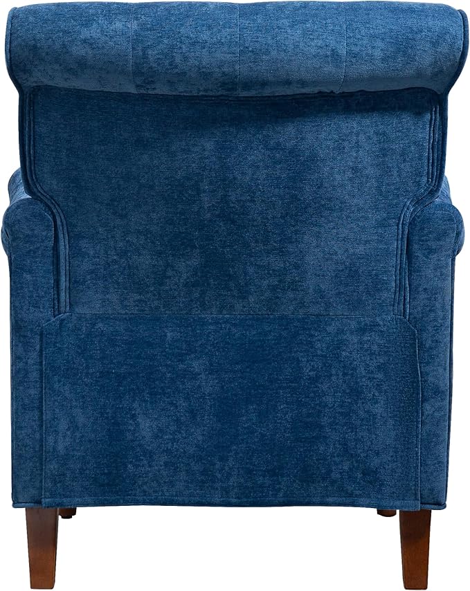 KEIKI Upholstered Accent Chair for Living Room and Bedroom,Modern Fabric Sofa Chair with Ergonomic Backrest, Supportive Cushioned Seat, Vintage Wood Legs for Reading, Relaxing, and Small Spaces