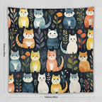 VUMIVI Cartoon Abstract Cat Tapestry Fun Cute Animals Plants Bohemian Modern Art Color Illustration Tapestry Wall Hanging for Living Room Bedroom Dorm Classroom Aesthetic Decor W60xL60in