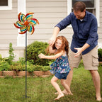 360° Wind Spinners Outdoor with Solar Lights Colored Leaves Garden Decor Yard Lawn Art Decor for Patio Kinetic Windmills 60.63'' H x 13.38'' Dia Unique Gifts for Friends and Family
