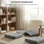 Meditation Floor Pillow Set of 2, Square Large Pillows Seating for Adults, Tufted Corduroy Cushion for Tatami Living Room, Grey, 22x22 Inch