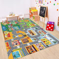 Car Rugs for Kids Toy Cars,Kids Play Rug with Non-Silp Backing, City Road Carpet for Playroom Bedroom Boys, Car Track Map Playmat - 4'11" x 3'3" (Rectangular)