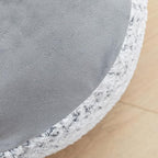 Round Pouf Ottoman Stuffed Floor Foot Stool Floor Pouf Chair for Living Room Bedroom One Piece High Resiliency Foam Ottoman Foot Rest for Couch 20 Diameter x12 Inch Height Gray White Pouf with Filler