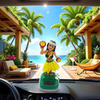 Solar Powered Hula Girl Dancing Figures Decoration, Swinging Hawaiian Girl Doll Car Dashboard Ornaments for Car Interior Home Party Decor Learning Portable