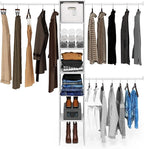 Furinno FANO Closet Organizers and Storage, Closet Storage Organizer with 3 Hanging Bars, Wardrobe Closet Shelf Towers, for Wardrobe, Bedroom, Living Room, White