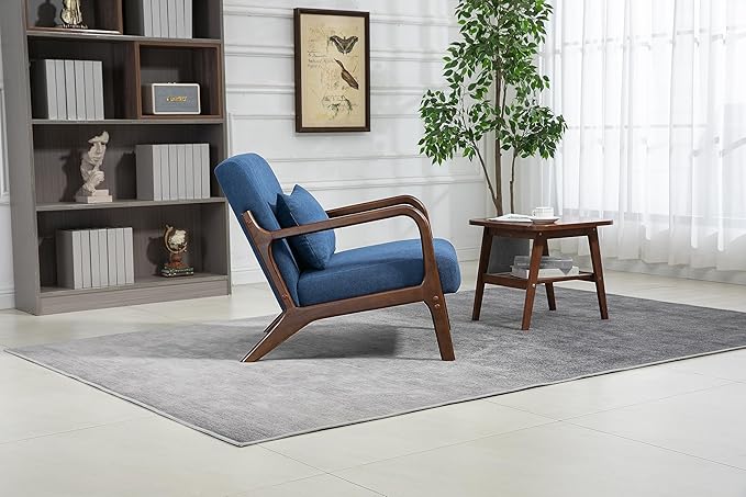 KEIKI Mid Century Modern Accent Chair, Cozy Reading Chair with High-Density Foam and Included Lumbar Cushion, 250 lbs Capacity