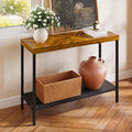 Bme Vivian Console Table, Solid Acacia Wood Entryway Table Without Drawer, Rustic Golden Brown Mid Century Modern Hallway Table, Sofa Table for Living Room or Foyer