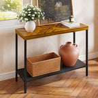 Bme Vivian Console Table, Solid Acacia Wood Entryway Table Without Drawer, Rustic Golden Brown Mid Century Modern Hallway Table, Sofa Table for Living Room or Foyer