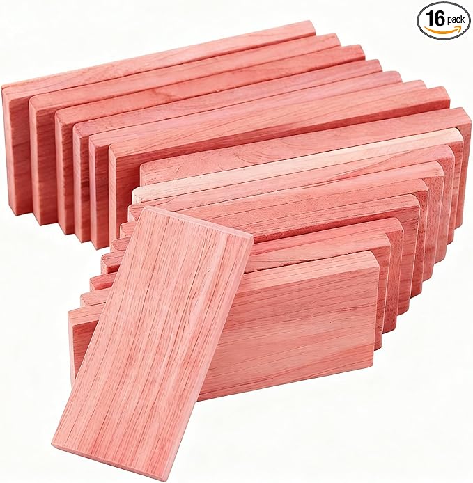 16Pcs American Cedar Blocks for Closet Storage,Cedar Planks Chips for Closet Drawers Organization,100% Natural Aromatic Red Cedar Blocks,100% Natural Red Cedar Wood Chips