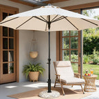 Patio Umbrella Base, 45lbs, Round Cobblestone Concrete Base, Heavy Duty Market Umbrella Stand for Outdoor, Lawn, Deck, Poolside