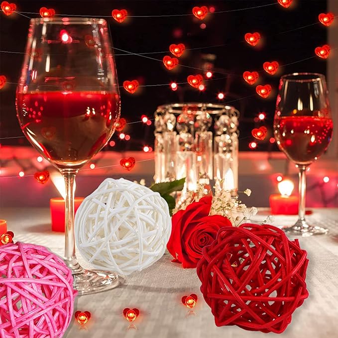 STMK 9 Pcs 3 Inch Valentine’s Day Rattan Balls Decorative, Wedding Wicker Balls Decorations for Valentine’s Day Decor DIY Vase Bowl Filler Wedding Decoration