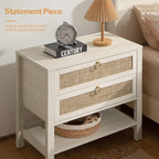 SICOTAS Nightstands Set of 2 for Bedroom, Bedside Tables with Drawer & Open Shelf, Modern Boho Nightstand Set for Master Bedroom