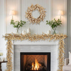 70 Inch White Floral Garland with Artificial Eucalyptus & Boxwood - Trailing Long Vine White for Mantel, Staircase, Wall Decor, All Season Farmhouse Decoration Indoor Outdoor