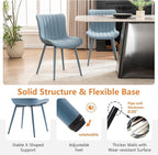 YOUNUOKE Mid-Century Modern Dining Chairs Set of 2, Blue PU Leather Upholstered Kitchen Chairs with Blue Metal Legs, Armless Accent Chair for Dining Room, Guest Reception Room