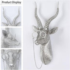UITWMKTG Silver Animal Head Wall Decor Modern Home Decor Resin Animal Sculptures Wall Mount Vintage Head Wall Art for Living Room Hanging Decoration Sheep