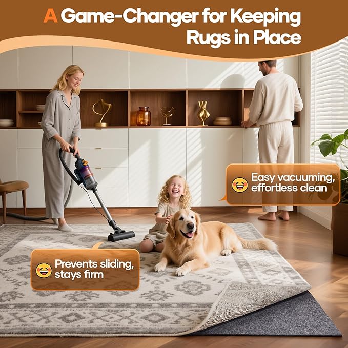Veken Non Slip Cushioned Rug Pad Gripper 2 x 4 Ft, Felt and Silicone Backing, 1/4 inch Thick Carpet Liner for Hardwood Floors and Finishes, Under Area Rugs Anti Skid Mat, Keep Rugs Safe and in Place