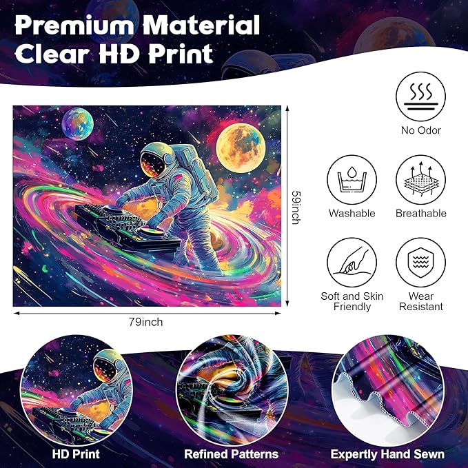 NYZE Blacklight Tapestry Music Wall Tapestry Art Party Banner Colourful Poster Design Tapestries for Hip Hop College Dorm Room Bedroom Wall Decor 79in×59in