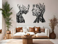 VAILLA Wood Wall Art Decor Wall Hanging Sculpture Modern Home Decoration 3 Panels Nature Wall Hangings Large Wooden Wall Arr 3D Textured Sculptures for Living Room Bedroom Office Dinnig Room (Faces 2)