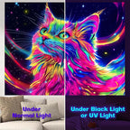 NYZE Cat Tapestry for Bedroom, Music Wall Tapestry, Party Decor Glow in the Dark Room Decor Tapestries, Cool Galaxy Planet Wall Hanging, Wall Hanging for Room Dorm 90in x 70in