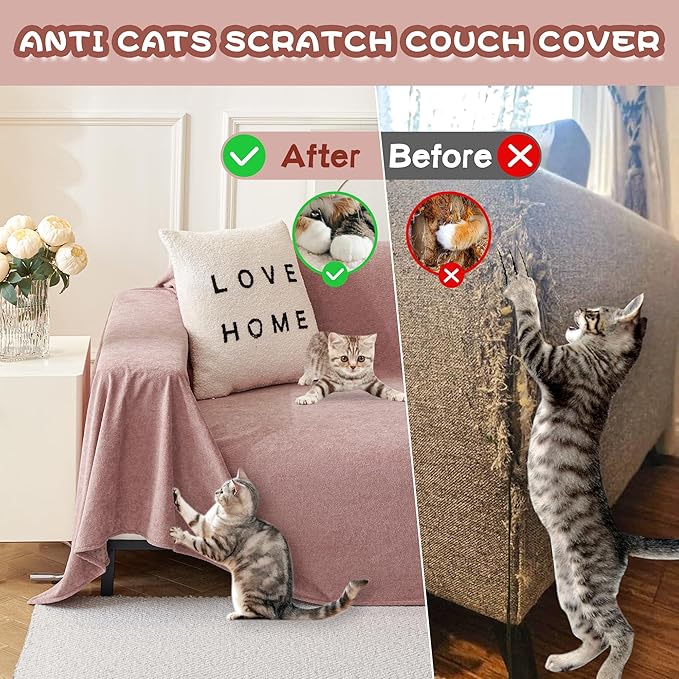 MYSKY HOME Pink Sofa Cover Couch Covers for Sofa, Pet Couch Cover, Reclining Loveseat Covers for 2 Cushion Couch, Thick Durable Non Slip Couch Covers for Furniture Washable, 71"x118"