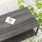 FOLUBAN Coffee Table with Storage, Modern Small Center Tables for Small Spaces, Rustic Wood and Metal Cocktail Table for Living Room, 39.3 Inch Dark Gray
