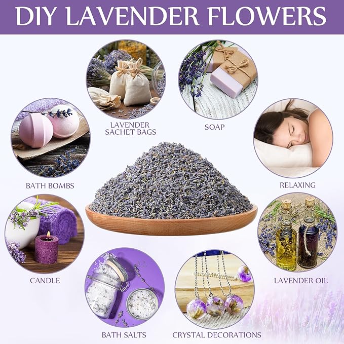 Treela 4 Pound Dried Lavender Bulk Dry Lavender Buds Fragrant Flower Petals for DIY Wedding Gift Crafts Fragrance Sachets