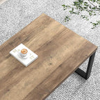 EXCEFUR Coffee Table, Modern Wood and Metal Living Room Table, Industrial Rectangle Center Table for Home Office, Rustic Oak, 47 Inch