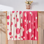 CozeCube Super Soft Fullfy Microfiber Reversible Knitted Blankets, Warm Cozy Fuzzy Plush Throw, Hot Pink and White Polka Dot Throw Blanket for Couch Bed Sofa, 60" x 80"