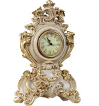 Touch of Class Oliviana Table Clock - Resin - Ivory, Gold - Victorian Style - Acanthus Leaves - Vintage Decor for Bedroom, Bathroom Shelf, Living Room, Mantel, Entryway, Foyer