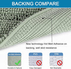 H.VERSAILTEX Bath Mats for Bathroom Non Slip Extra Thick Chenille Striped Bath Rug 24" x 36" Absorbent Non Skid Fluffy Soft Shaggy Rugs Washable Dry Fast Plush Mats for Indoor, Bath Room, Tub - Sage