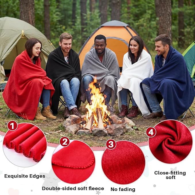 Newwiee 24 Pcs Fleece Throw Blankets Bulk 50'' x 60'' Oeko-tex Standard 100 Certified Spring Outdoor Wedding Guest Blankets Lightweight for Sleepover Donation Lap Pet Sofa Home (Trendy Colors)