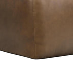 Poly & BARK Denver Ottoman – 43" Large Pouf with Feather-Down Topper – Full-Grain Leather Upholstered Pouf Ottoman for Living Room – Vintage Italian Leather in Cocoa Brown