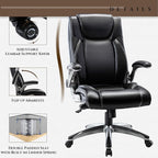COLAMY Executive Office Ergonomic Chair with Thick Bonded Leather, 300lbs Capacity Big and Tall High Back Desk Chair with Flip-up Armrests, Adjustable Height and Tilt for Working, Study, Gaming,2PC