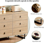 Modern Chest of Drawers with 9 Drawers,Deep Drawers,Clothes Organizer,Large Storage Cabinet for Living Room, Bedroom,Hallway,with Anti-Tipping Device, Oak