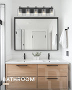 5-Light Bathroom Light Fixtures, 30 Inch Black Vanity Light with Cylinder Clear Glass Shade, Modern Vanity Lighting Fixtures Over Mirror, VL143-MB-5