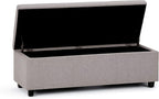 SIMPLIHOME Avalon Storage Ottoman Bench - 48 inch Wide Upholstered Linen Look Fabric Rectangular Lift-Top Ottoman in Cloud Grey, Contemporary Storage Bench for Living Room with High-Density Foam