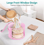 AOODA Oversized Clear Hat Storage Bag for Women, Holds up to 7 Caps Cowboy Hat Organizer for Closet, Wide Brims Hat Case with Carrying Handles (Pink)