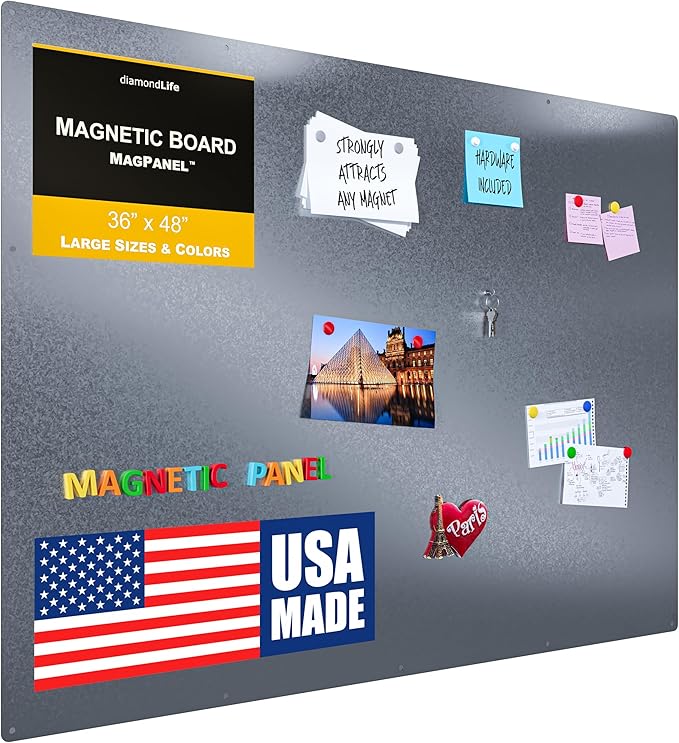 33.5”x45.5” - Magnetic Board - Memo & Vision Boards for Home, Office, and Classroom - Magnet-Board for Kids - Pre-drilled Mounting Screws Included