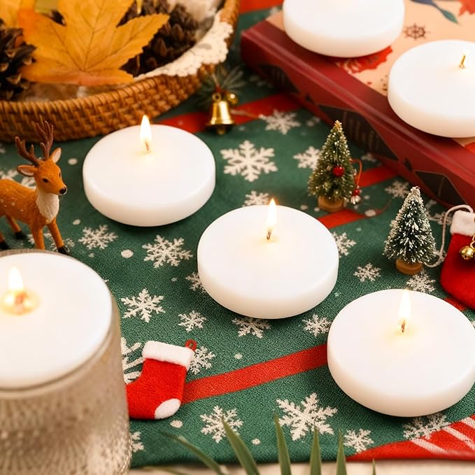 3 inch Floating Candles 30 Packs Ivory Floating Candle for Centerpieces 8-9 Hours Ivory White Floating Candles 3” Water Candles for Cylinder Vases, Pool, Wedding