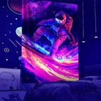 NYZE Astronaut Space Tapestry for Bedroom, Glow in the Dark Room Decor Wall Tapestries, Cool Galaxy Planet Wall Hanging, Wall Hanging for Men Guys Gamer Room Dorm Living Room 60in×80in