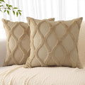 decorUhome Spring Euro Sham Throw Pillow Covers 22x22 Inch Set of 2, Soft Plush Faux Fur Wool Khaki Couch Pillow Covers, Decorative Neutral Pillow Cases for Bed Sofa Living Room Home Decor