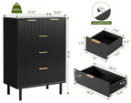 GarveeHome Black Wave Fluted 5 Drawer Dresser for Bedroom, Modern Wood Chest of Drawers with Wide Drawers, Closet Dresser Organizer with Anti-Tipping Device and Metal Legs for Hallway Entryway