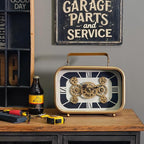 Vintage Mantel Clock with Real Moving Gears, Retro Table Clock, Steampunk Industrial Gear Decor for Living Room, Mantel, Shelf, Office, Gift for Men, Husband, 12 x 3.7 x 9.8 Inch