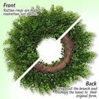 Boxwoods Wreaths for Front Door 26 Inch Large Artificial Green Leaves Greenery Indoor Outdoor Wreath Home Decor Porch Window Wall Farmhouse Door Decorations Spring Summer Fall All Seasons